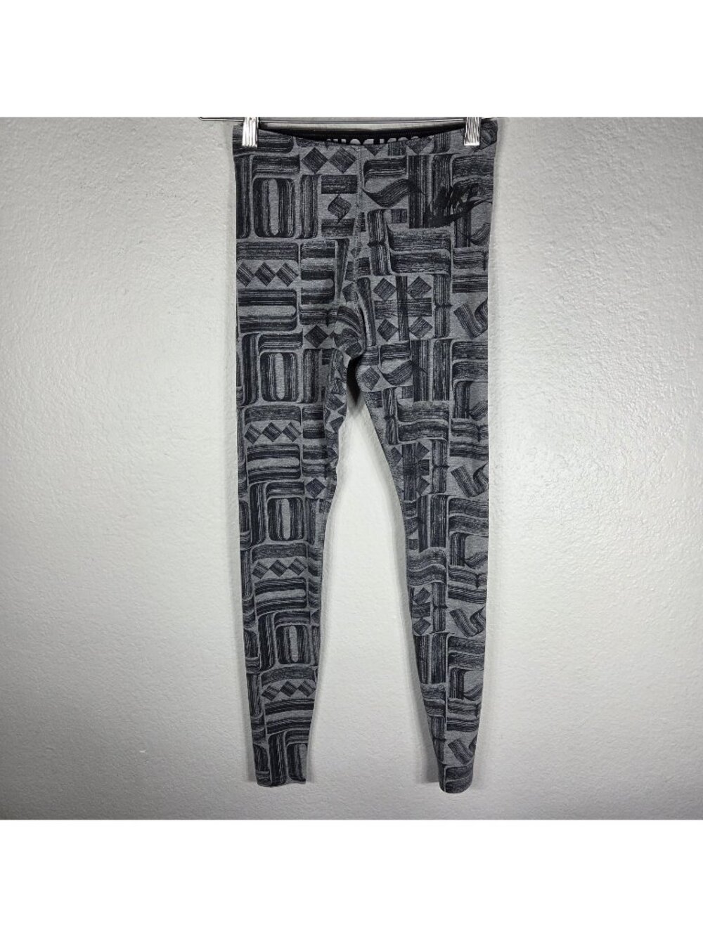 Nike Leg-A-See Carbon Heather Black Skinny Leggings Womens XS Geometric